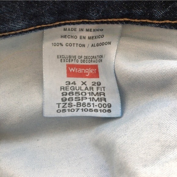 Wrangler Jeans Mens 34 29 Blue Dark Wash Regular Fit Denim Straight 100% Cotton - Picture 9 of 9